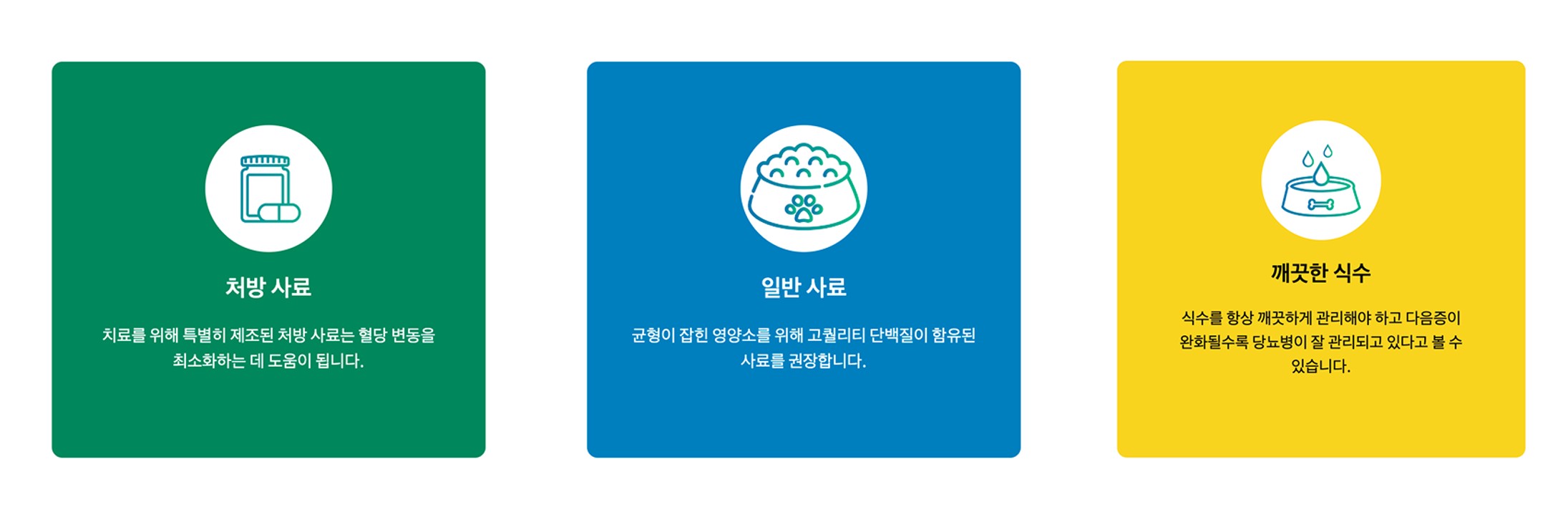 강아지 당뇨 식단의 기본인 처방 사료, 일반 사료, 식수